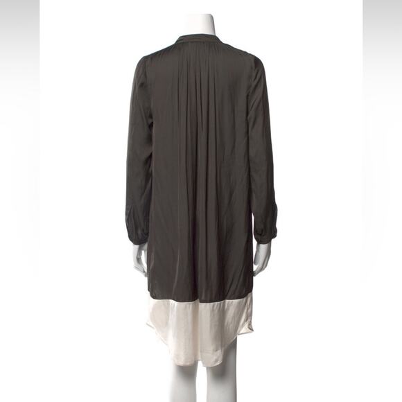 Ulla Johnson Grey Ivory Satin Drape Long Sleeve Split Neck Dress Size 4 - Picture 2 of 8